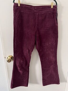 Free People In My Feelings Velvet Crop Slim Flare Pants Merlot Side Zip Medium